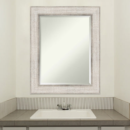 Miroir mural de salle de bain en bois biseauté - Cadre argenté Treillis - Argent Treillis