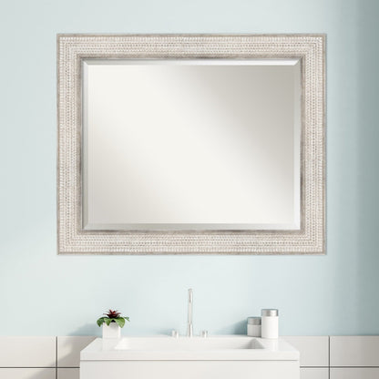 Miroir mural de salle de bain en bois biseauté - Cadre argenté Treillis - Argent Treillis
