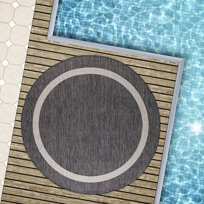 Tapis Beverly Rug moderne à bordures pour intérieur et extérieur, tapis d'extérieur pour patio, terrasse, porche