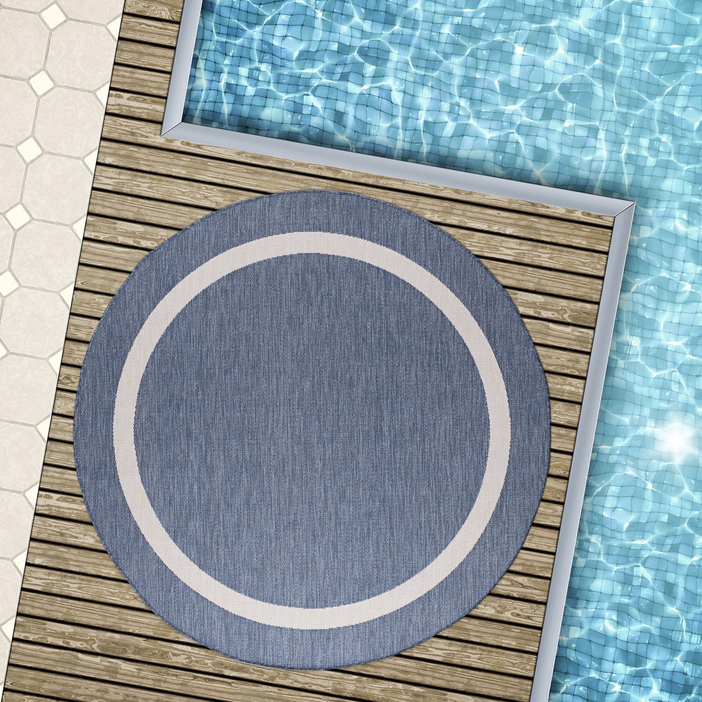 Tapis Beverly Rug moderne à bordures pour intérieur et extérieur, tapis d'extérieur pour patio, terrasse, porche