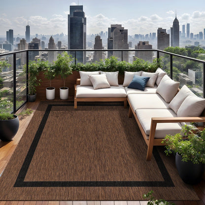 Tapis Beverly Rug moderne à bordures pour intérieur et extérieur, tapis d'extérieur pour patio, terrasse, porche