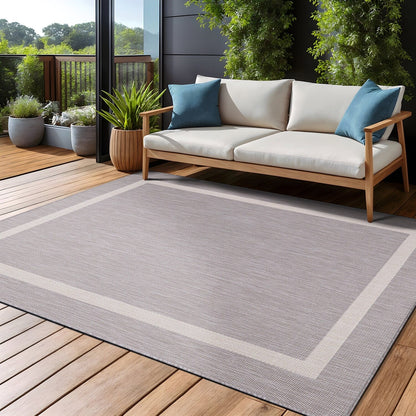 Tapis Beverly Rug moderne à bordures pour intérieur et extérieur, tapis d'extérieur pour patio, terrasse, porche