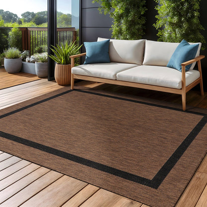 Tapis Beverly Rug moderne à bordures pour intérieur et extérieur, tapis d'extérieur pour patio, terrasse, porche