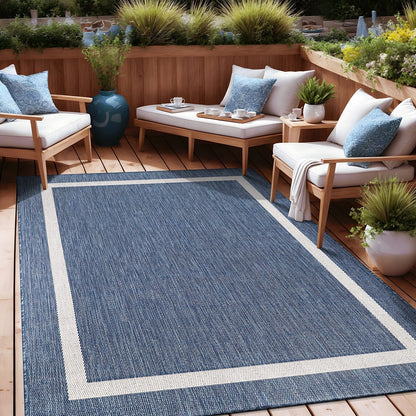 Tapis Beverly Rug moderne à bordures pour intérieur et extérieur, tapis d'extérieur pour patio, terrasse, porche