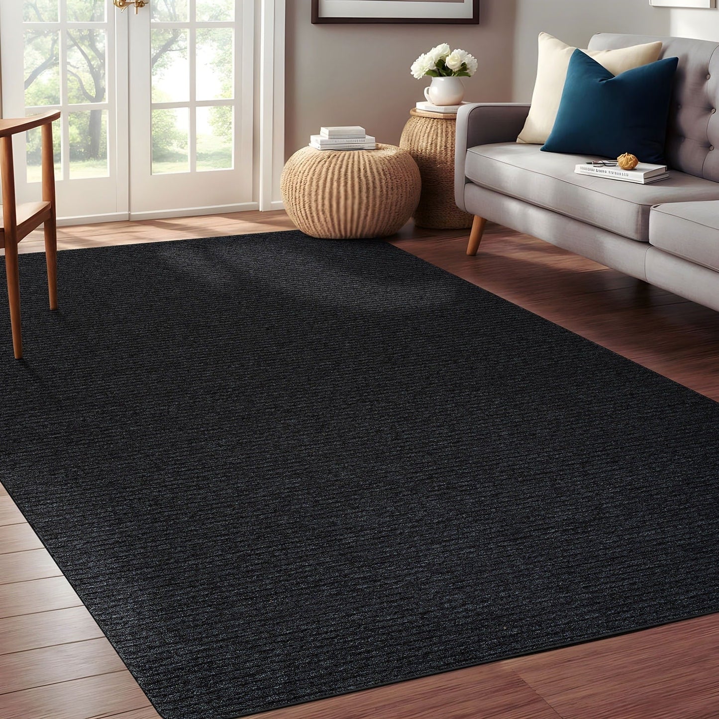 Tapis d'intérieur Beverly Rug uni, antidérapant, dos en caoutchouc, lavable