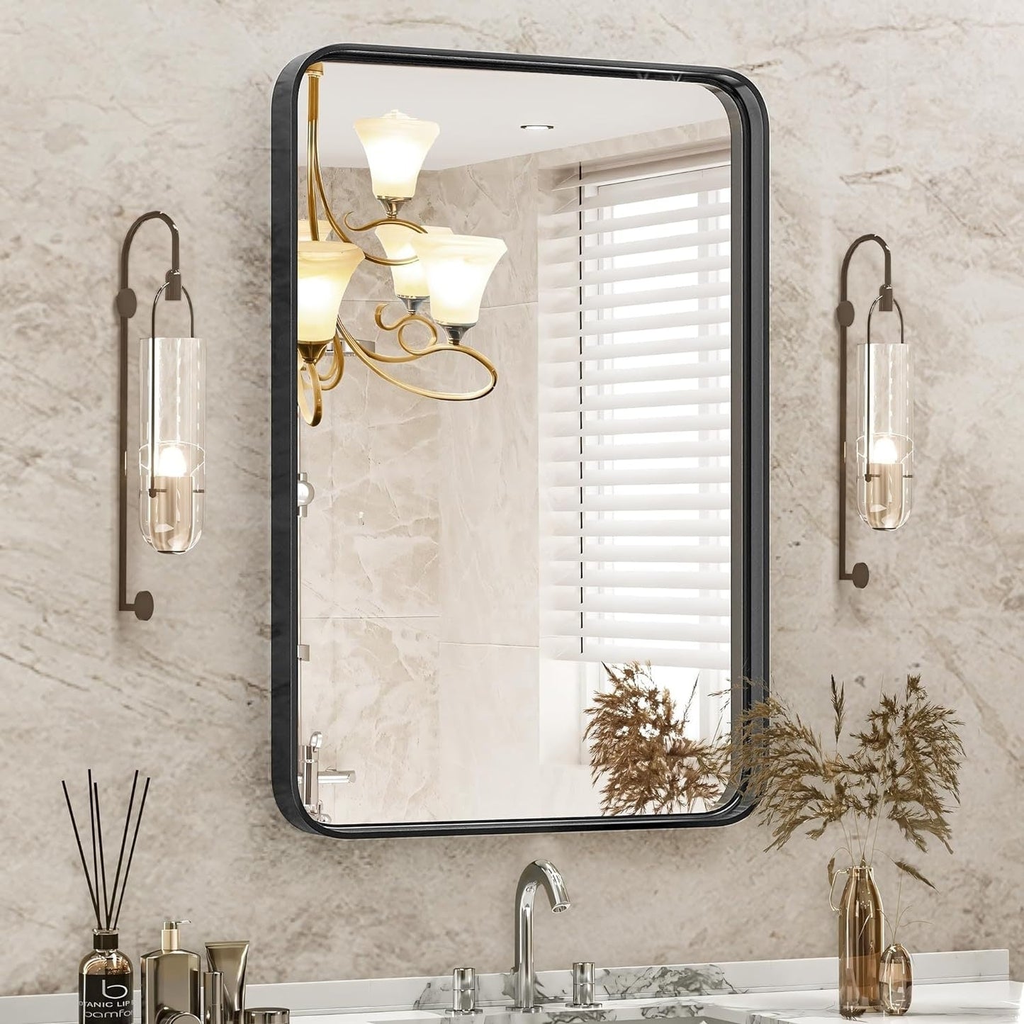 Modern Metal Frame Wall Mounted Bathroom Vanity Mirror with 5-year warranty