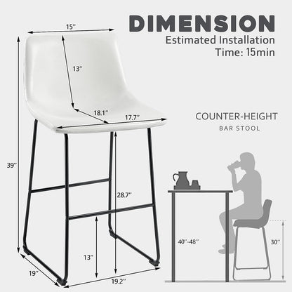 Bossin 18/26/30 inch Bar Stools,Counter Height Bar Stools with Back Modern PU Leather Stools Dining Chair with Footrest