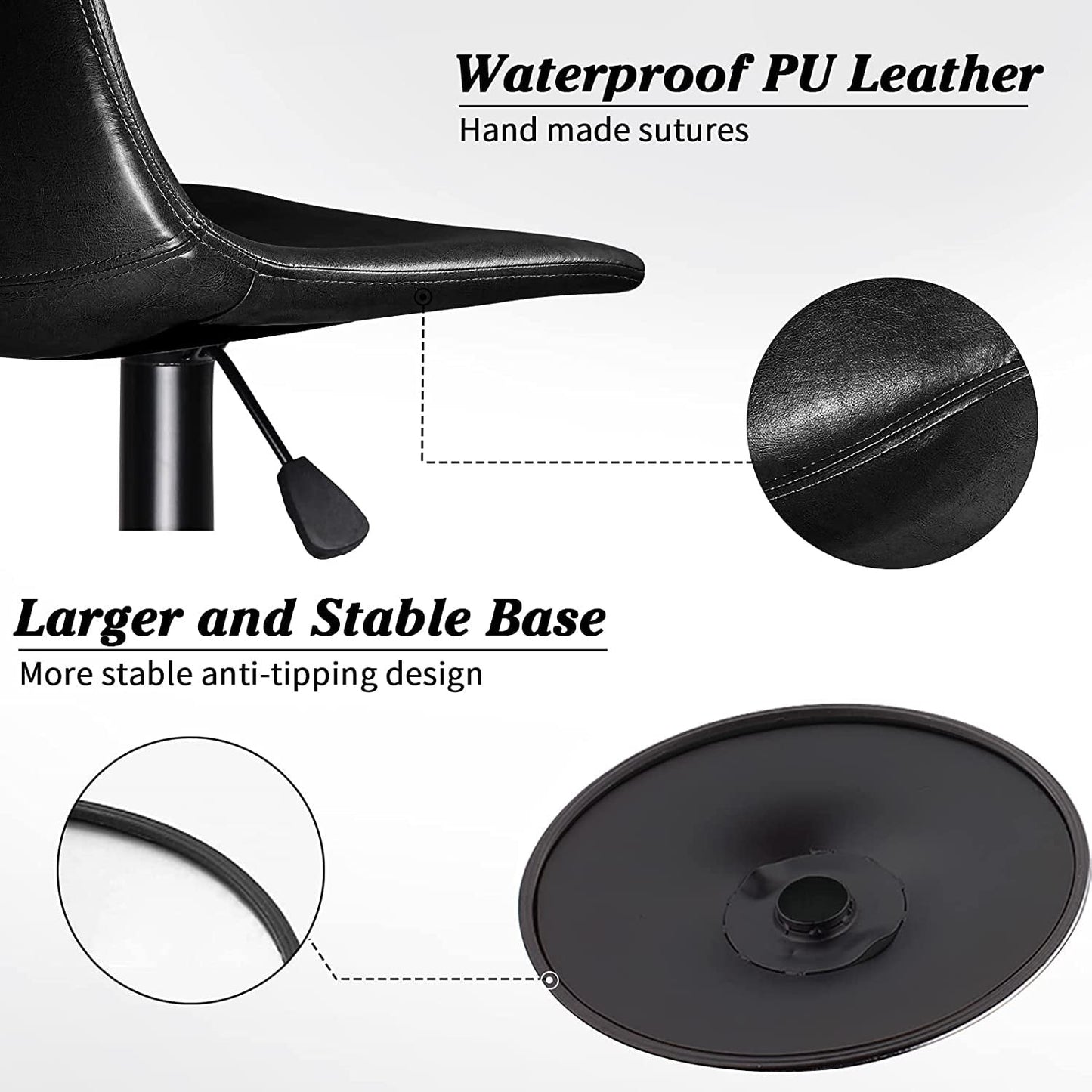 Bossin Adjustable Swivel Bar Stools with Backs – Counter Height