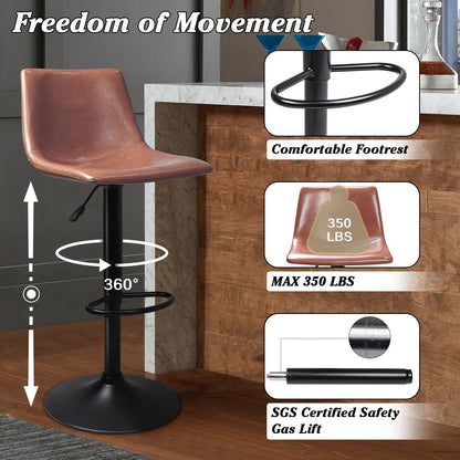 Bossin Adjustable Swivel Bar Stools with Backs – Counter Height