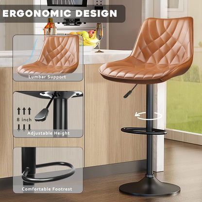 Bossin Adjustable Swivel Bar Stools with Backs – Counter Height