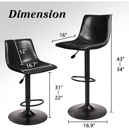 Bossin Adjustable Swivel Bar Stools with Backs – Counter Height