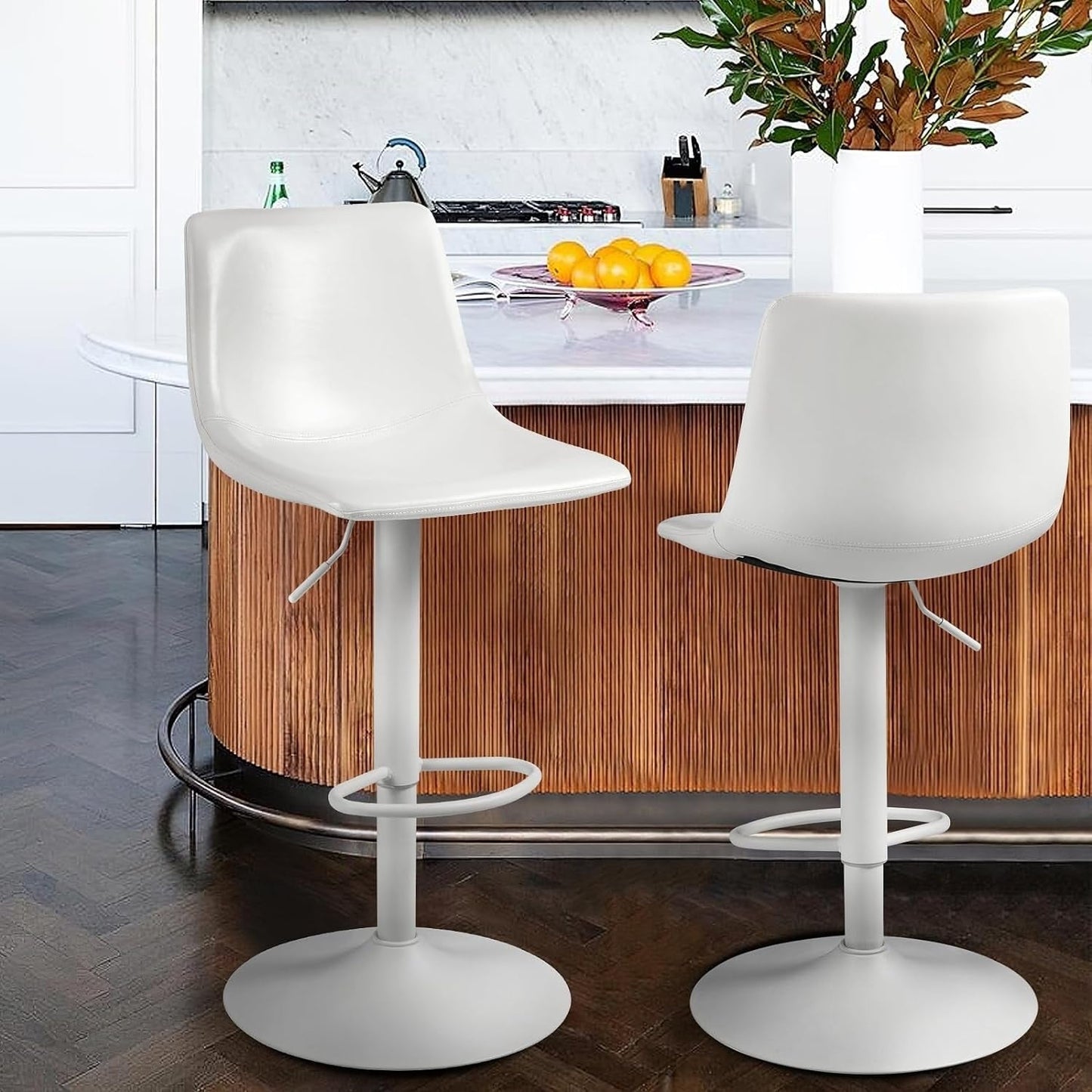 Bossin Adjustable Swivel Bar Stools with Backs – Counter Height