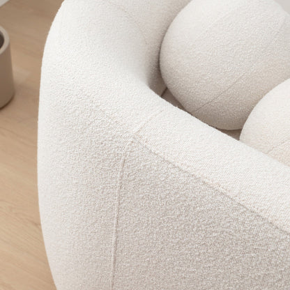 KINWELL Boucle Upholstered 2-Seats Loveseat with Pillows