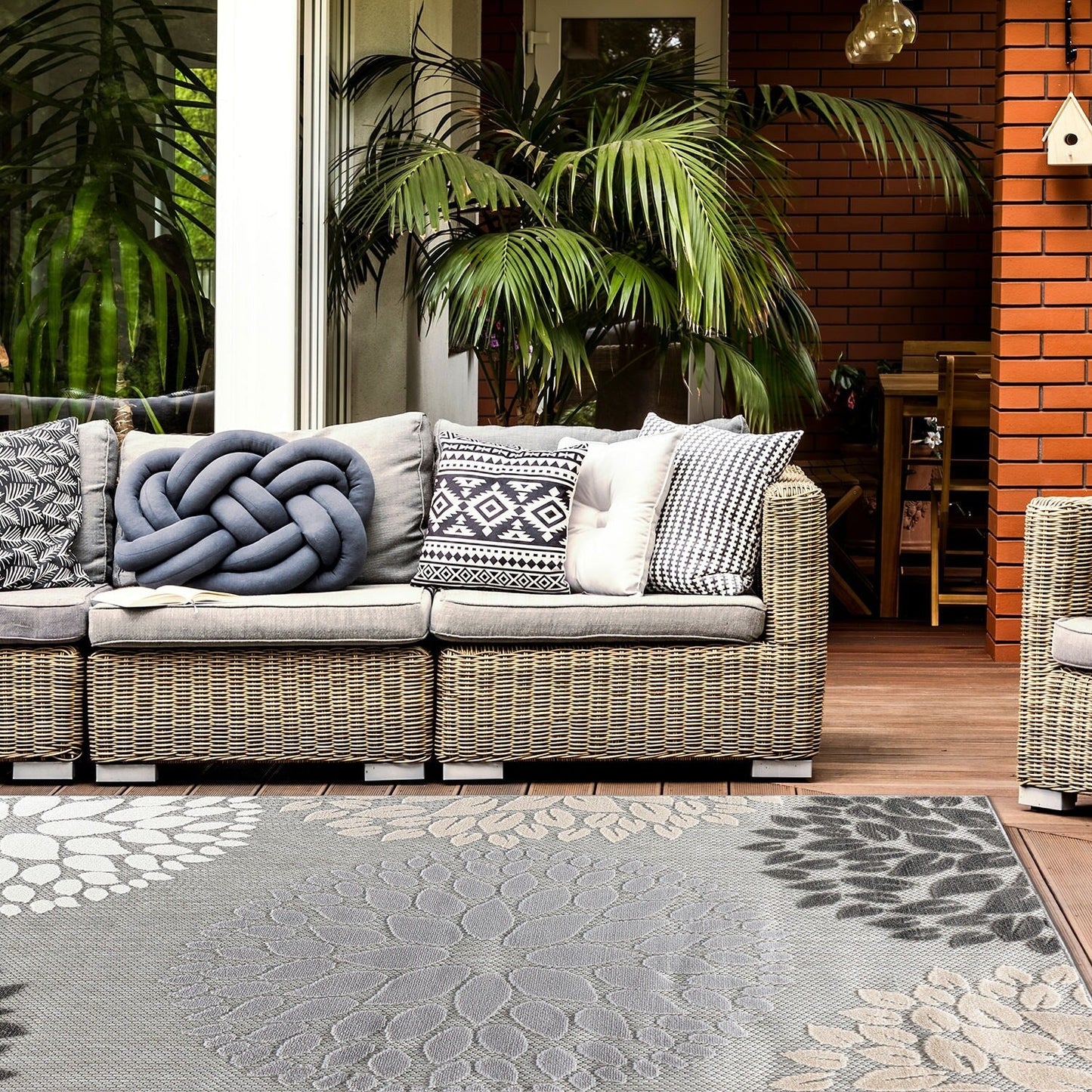 Tapis d'intérieur/extérieur Brescia à motifs floraux modernes