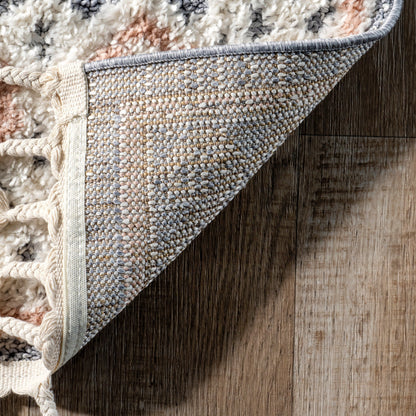 Tapis à pampilles en diamant surélevé en acacia Nuloom