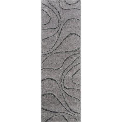 Tapis à poils longs Nuloom Krista contemporain à motifs tourbillonnants