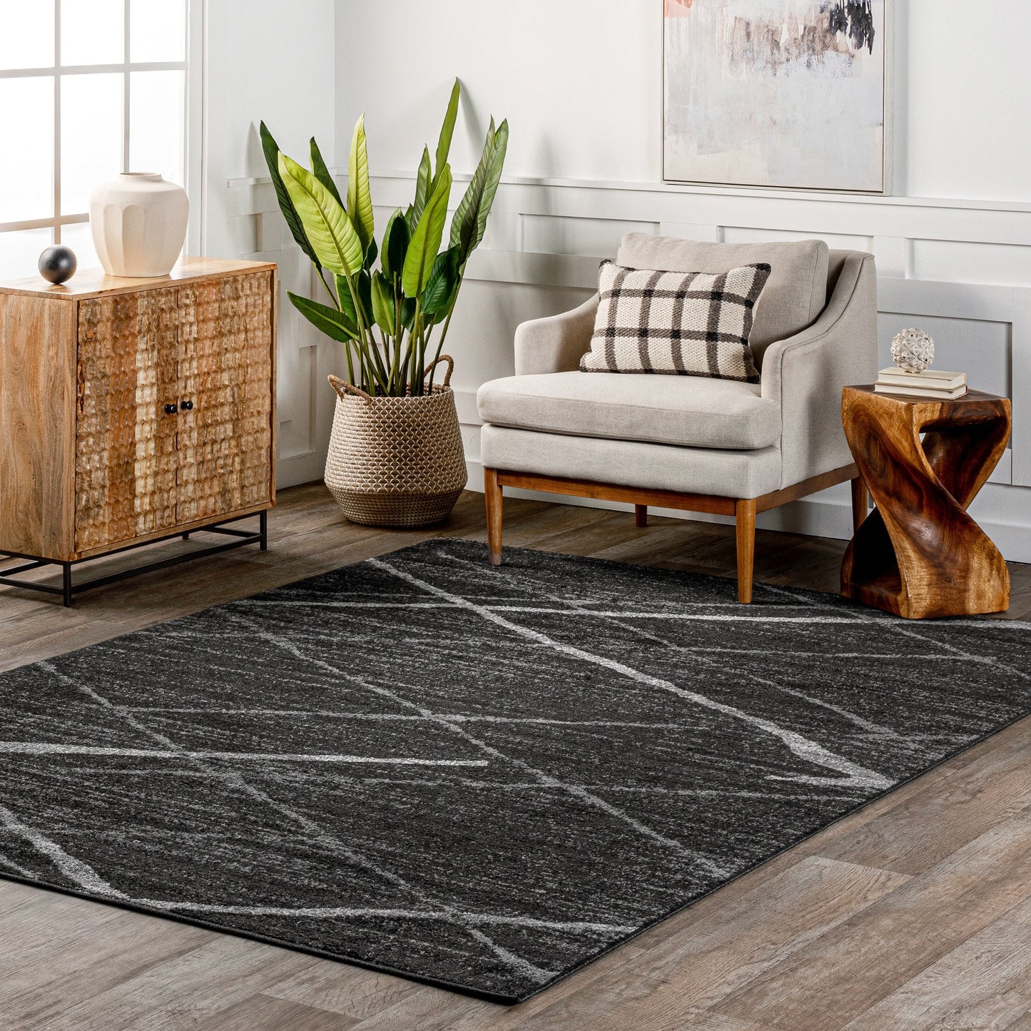 Tapis de sol moderne abstrait Nuloom Skylar