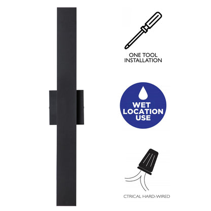 C Cattleya 2-Light Matte Black Aluminum LED Outdoor Wall Sconce