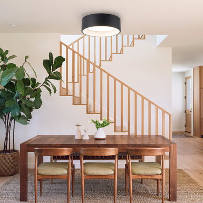 C Cattleya Black and Woodgrain 3CCT Integrated LED Flush Mount Ceiling Light