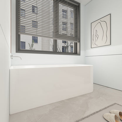 Baignoires autoportantes en acrylique CB HOME 59''/67'', baignoires simples contre le mur, trop-plein gauche/droite