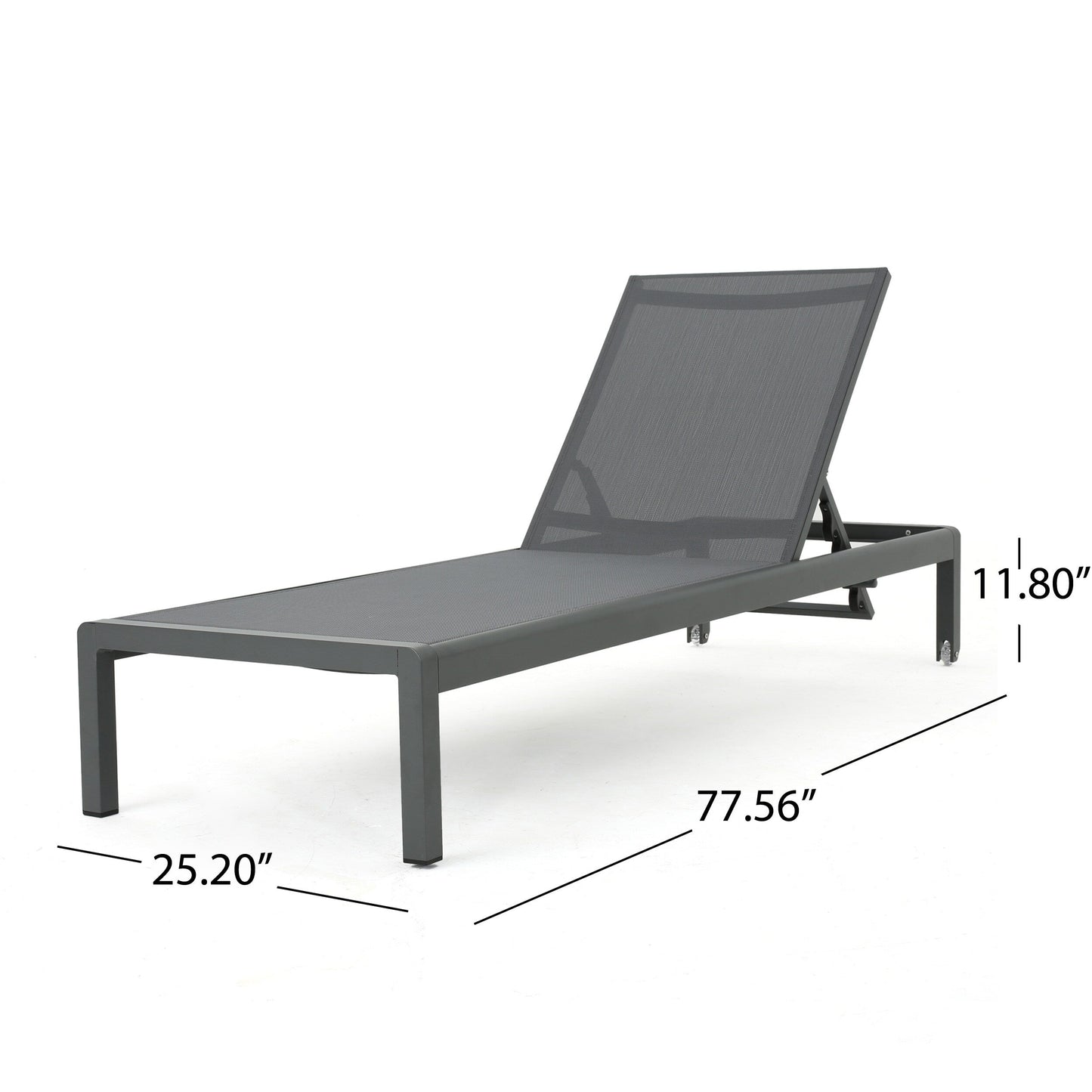 Chaise longue d'extérieur en aluminium Cape Coral (lot de 2) par Christopher Knight Home - 77,56 po x 25,20 po x 11,80 po