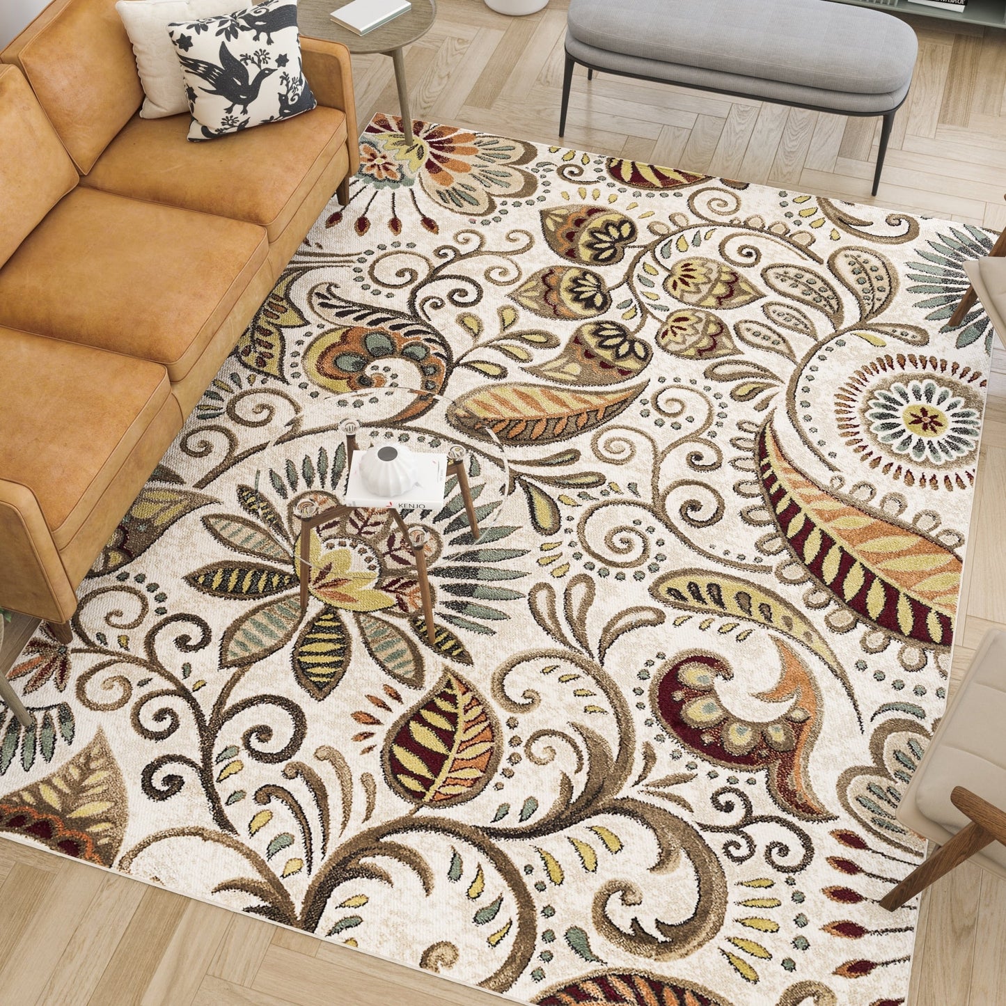 Tapis d'intérieur Caprice style moderne du milieu du siècle à motif floral