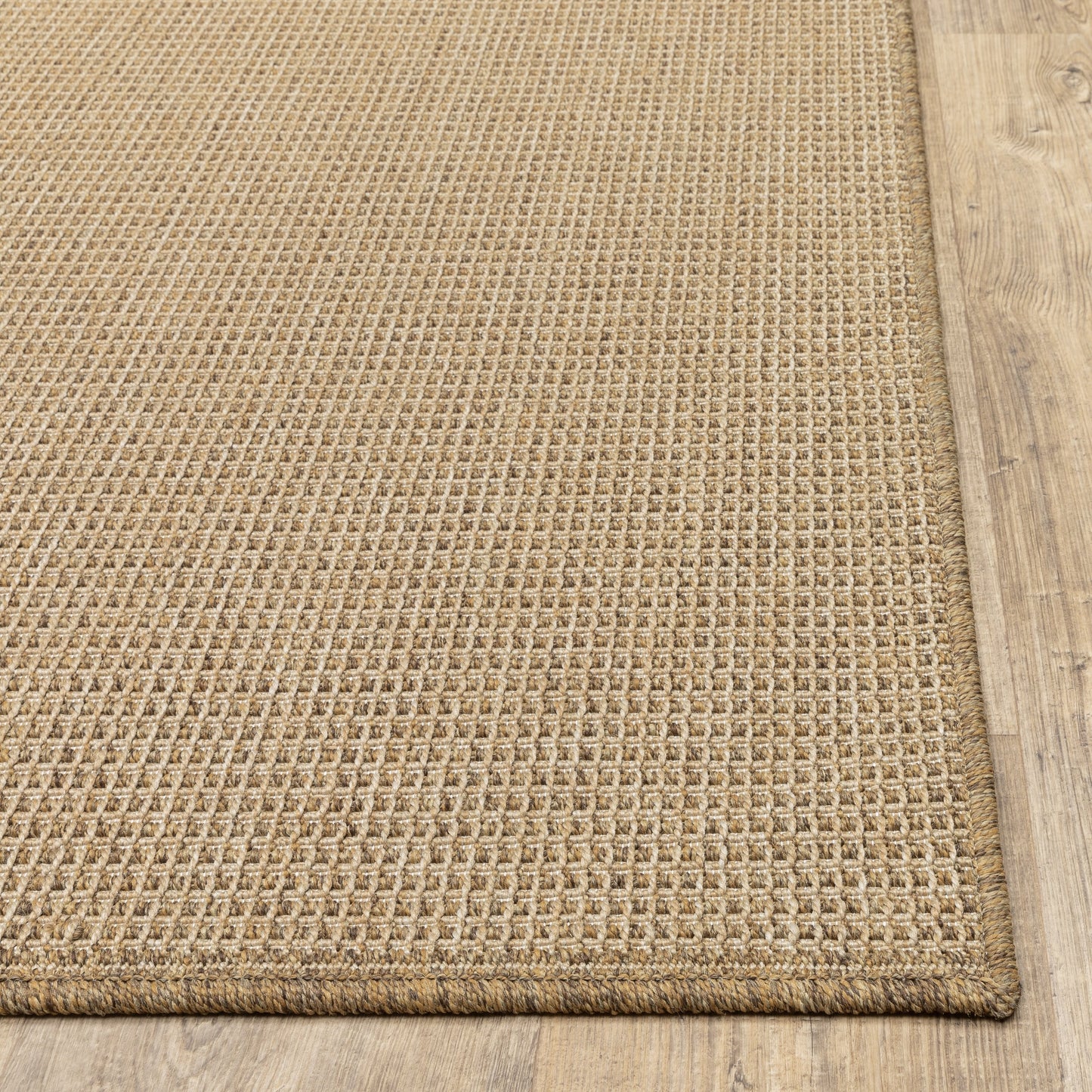 Style Haven Veranda Light Brown Solid Textured Indoor-Outdoor Area Rug