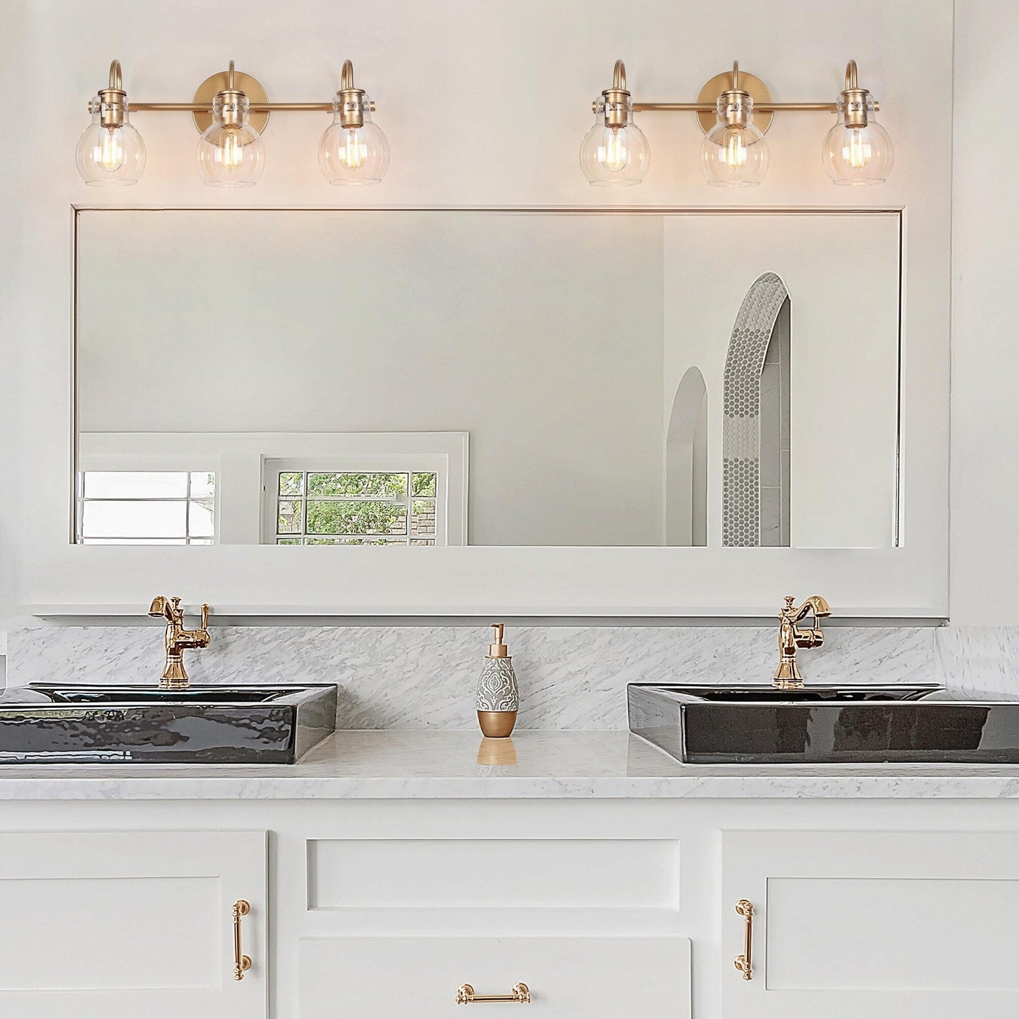 Applique murale moderne en verre à 3 lumières pour salle de bain