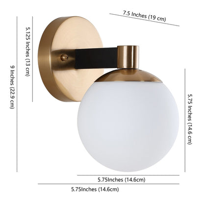 Cecil Globe Metal/Frosted Glass Modern Contemporary LED Vanity, by JONATHAN Y