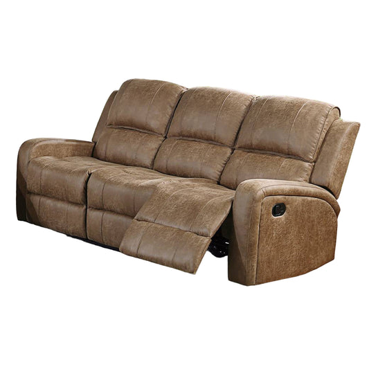 Charles Manual Recliner Sofa, Chestnut Brown Faux Leather, 78 Inch