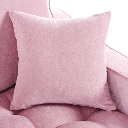 Chenille Chaise Lounge Sofa Bed, Upholstered Sofa Couch with Tufted Backrest and 2 Detachable Pillows for Living Room