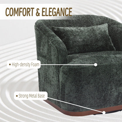 Chenille Swivel Barrel Chair, 360-Degree Comfy Accent Sofa for Living Room, Bedroom, and Study with Removable Cushion