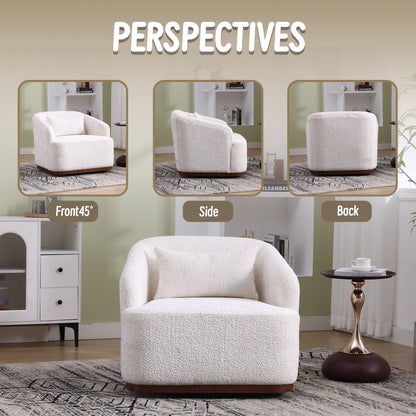 Chenille Swivel Barrel Chair, 360-Degree Comfy Accent Sofa for Living Room, Bedroom, and Study with Removable Cushion