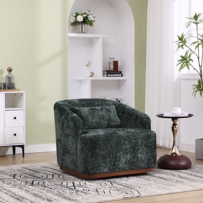 Chenille Swivel Barrel Chair, 360-Degree Comfy Accent Sofa for Living Room, Bedroom, and Study with Removable Cushion