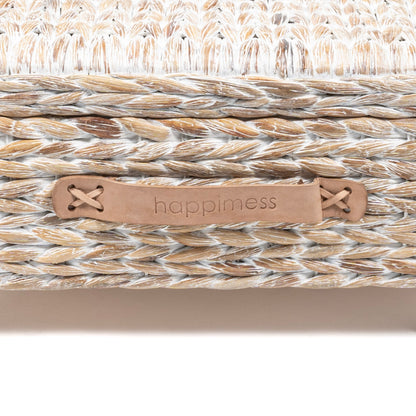 Happimess Bac de rangement sous le lit en jacinthe/bois avec roulettes et poignées