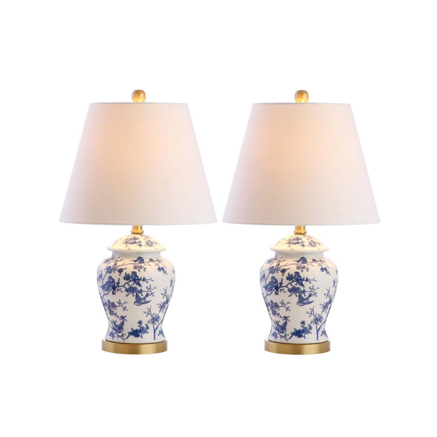 Lampe de table Choi 22 Chinoiserie, bleu/blanc (lot de 2) par JONATHAN Y