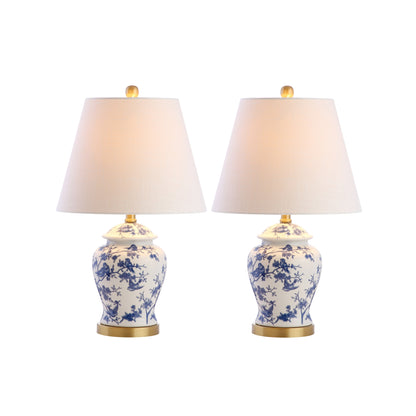 Lampe de table Choi 22 Chinoiserie, bleu/blanc (lot de 2) par JONATHAN Y
