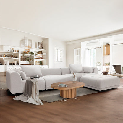 Cloud Modular Sofa Sectional 144 with Ottoman - Plush Chenille Fabric Living Room Couch