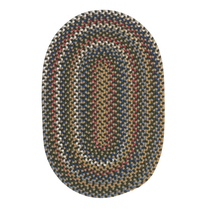 Tapis ovale tressé multicolore fait main de style ferme Colonial Mills Wayland