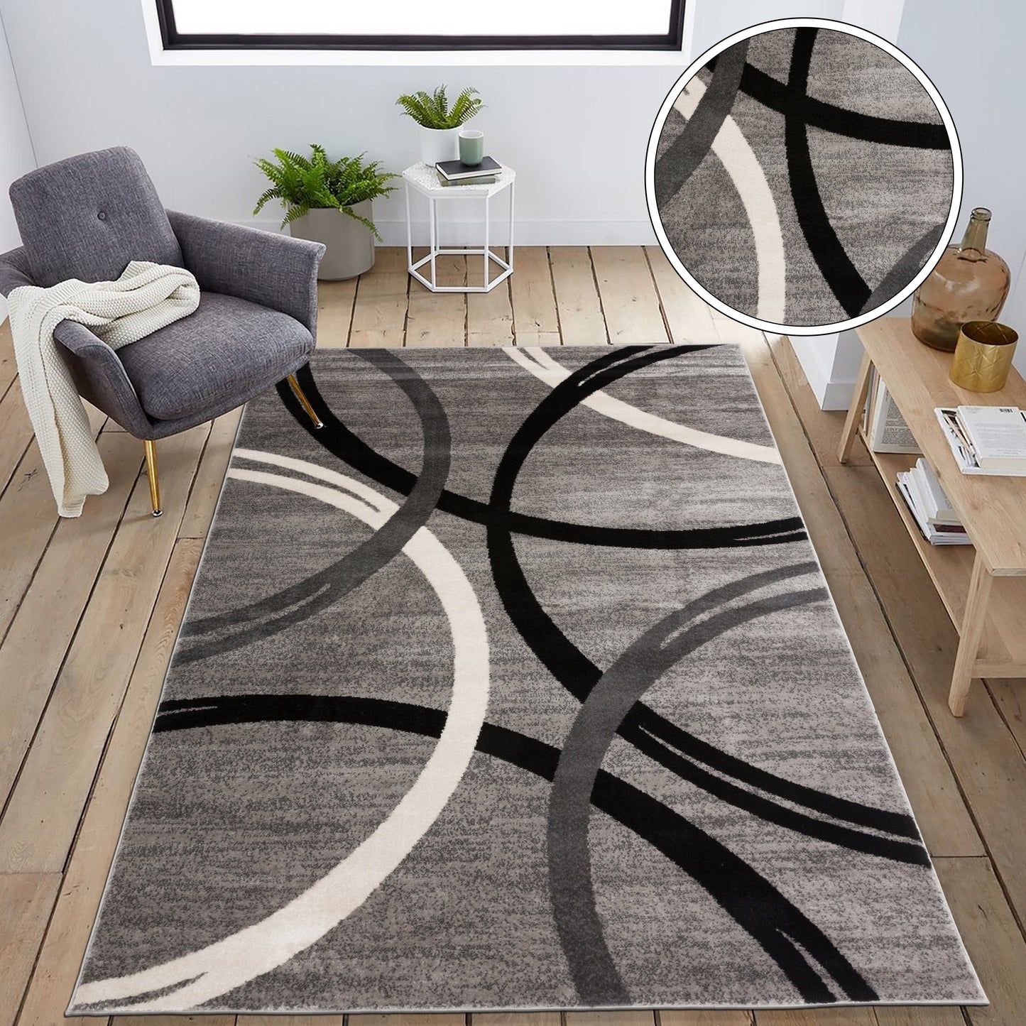 World Rug Gallery Contemporary Abstract Circles Design Area Rug