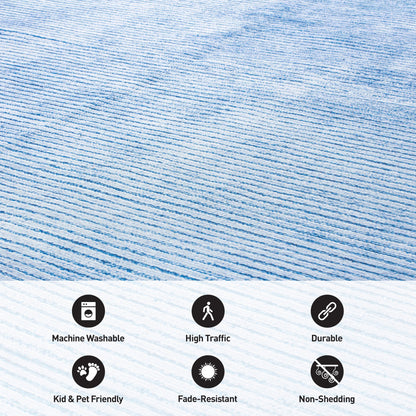 Tapis contemporain à rayures usées lavable en machine