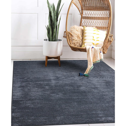 Tapis contemporain à rayures usées lavable en machine