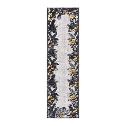 Tapis d'intérieur/extérieur à bordure florale contemporaine