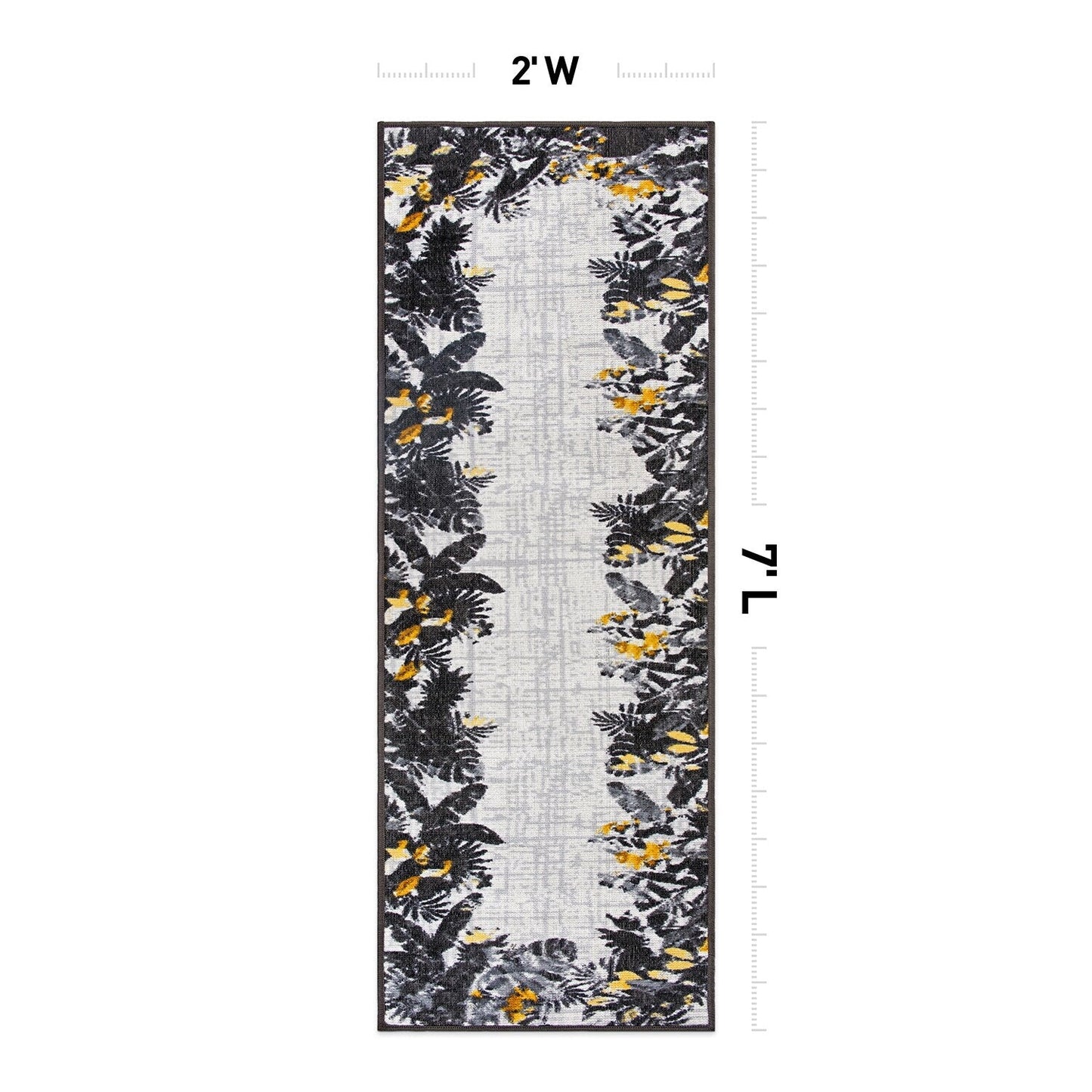 Tapis d'intérieur/extérieur à bordure florale contemporaine