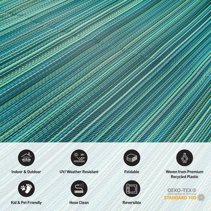 Tapis d'extérieur réversibles en plastique à rayures contemporaines