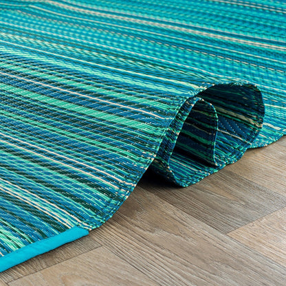 Tapis d'extérieur réversibles en plastique à rayures contemporaines