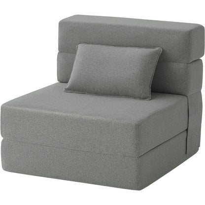 Convertible Folding Sofa Bed - Modern Linen Sleeper Chair with Pillow & Foldable Mattress for Living Room/Dorm/Guest