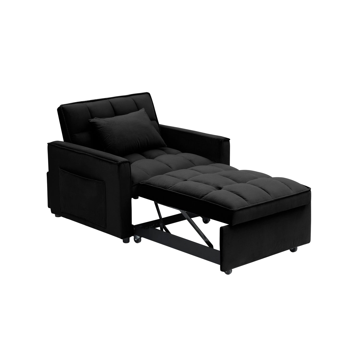 Convertible Sofa Bed with Adjustable Back and Wheel