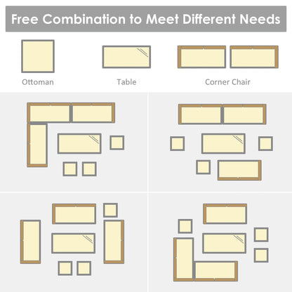 Costway 7 PCS Patio Rattan Dining Set Sectional Sofa Couch Ottoman - See Details