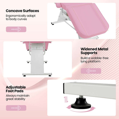 Lit de massage Costway 72 avec tabouret hydraulique et dossier réglable.